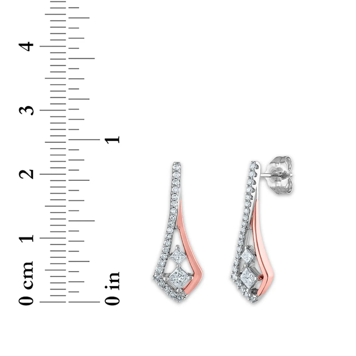 1/2 CTW Diamond Drop & Dangle Earrings in 10KT White and Rose Gold