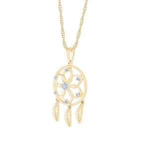 1/20 CTW Diamond Dreamcatcher 18-inch Pendant in 10KT Yellow Gold