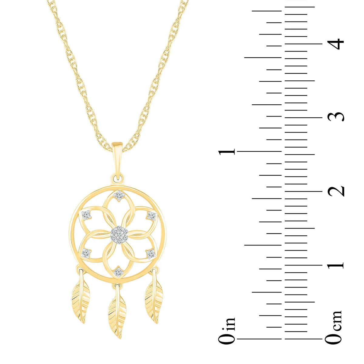 1/20 CTW Diamond Dreamcatcher 18-inch Pendant in 10KT Yellow Gold