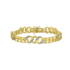 1/4 CTW Diamond 8.5-nch Cuban Link Bracelet in Gold Plated Sterling Silver