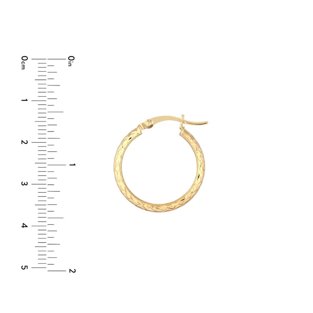 14k Gold Diamond-Cut Hoop Earrings