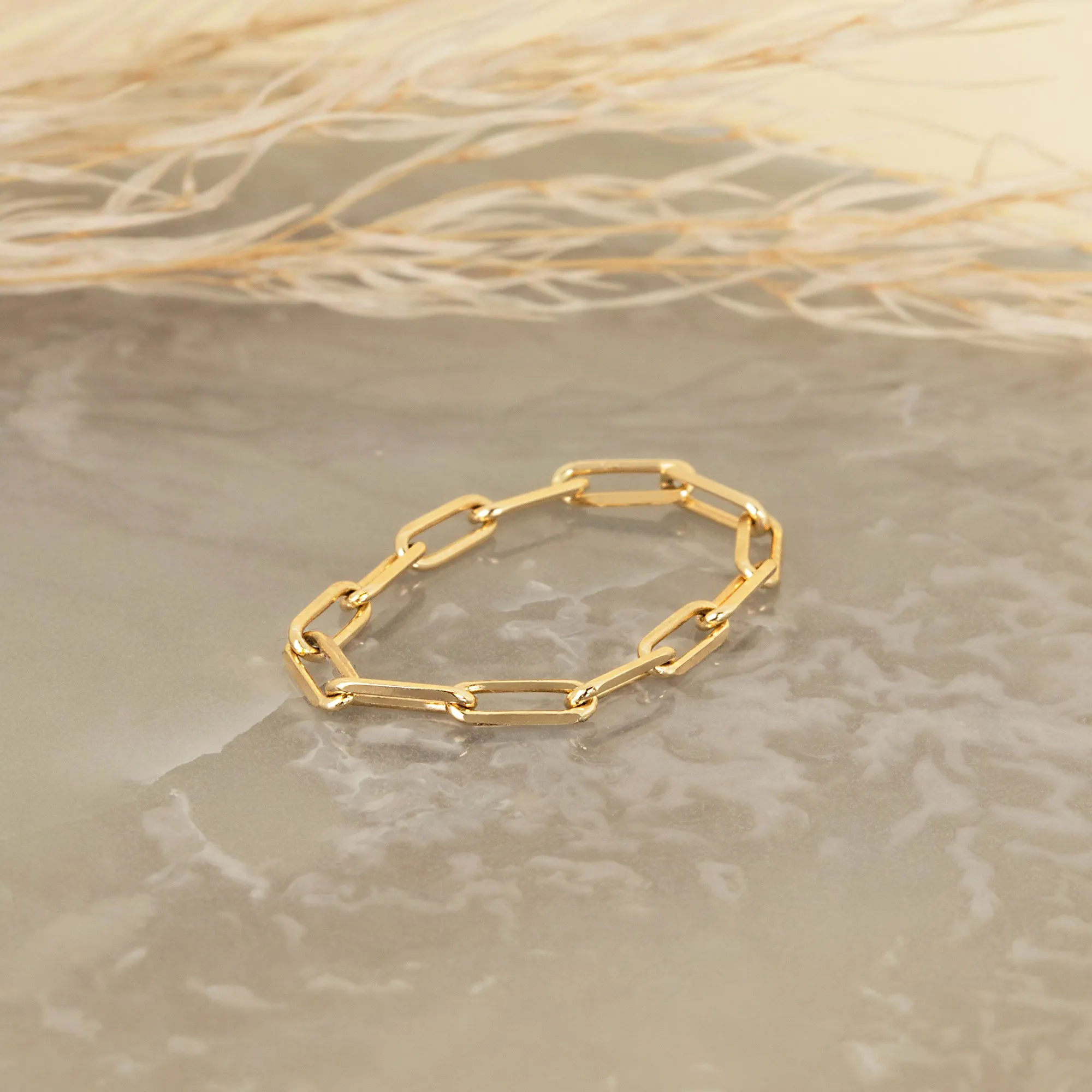 14k Gold Paperclip Chain Ring, Talia