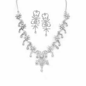 18ct White Gold Necklace and Earrings set with Cubic Zirconia stones (47.95g) N&E-90188