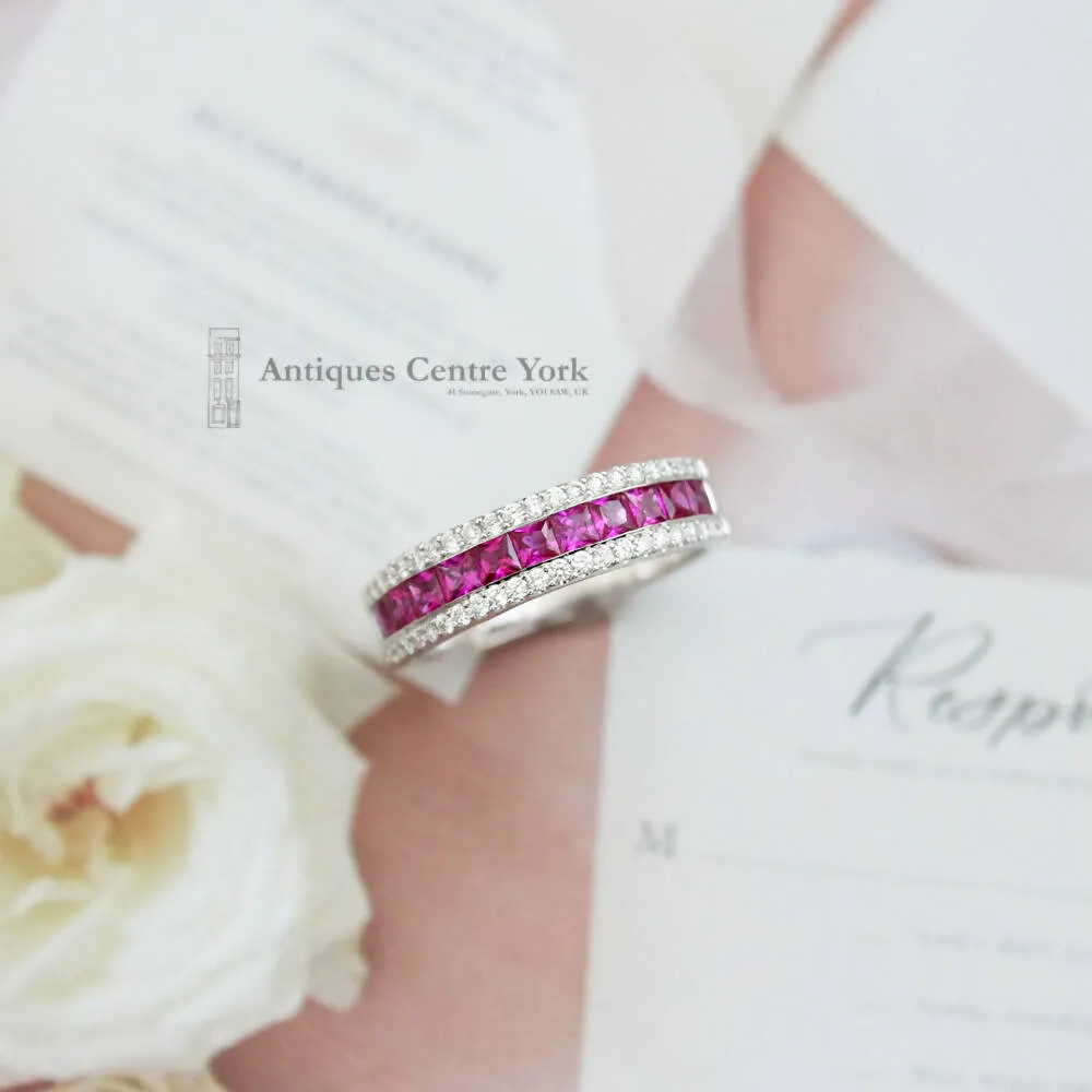 18ct White Gold Ruby & Diamond Ring