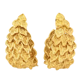 18K Gold Stylized Leaf Earrings