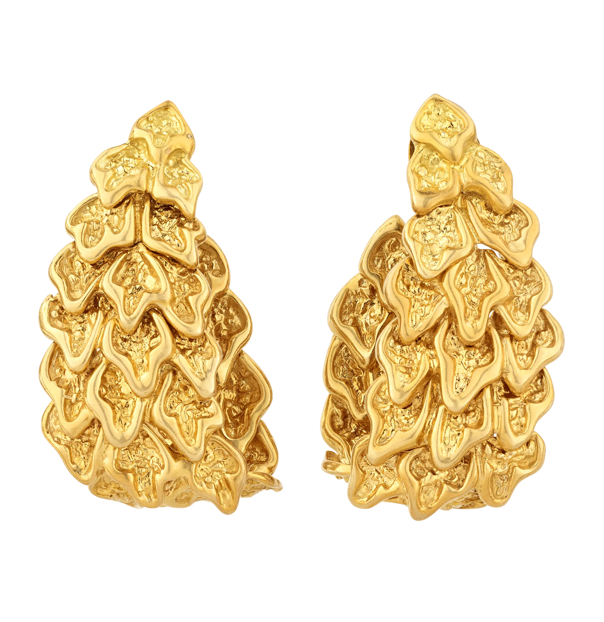 18K Gold Stylized Leaf Earrings