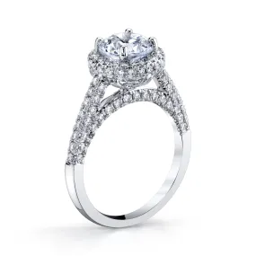 18K White Gold Halo Diamond Engagement Ring