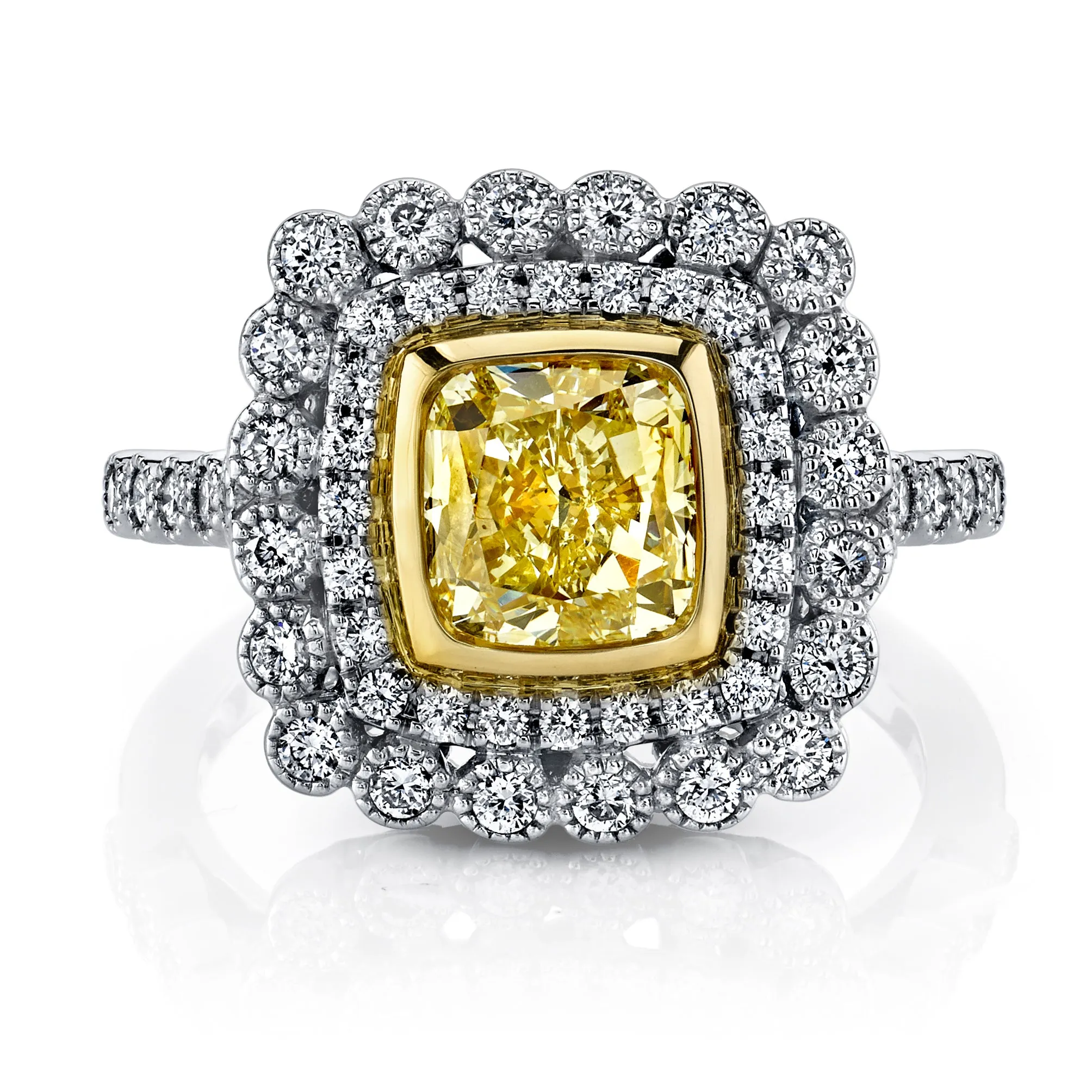 18K YELLOW DIAMOND HALO ENGAGEMENT RING