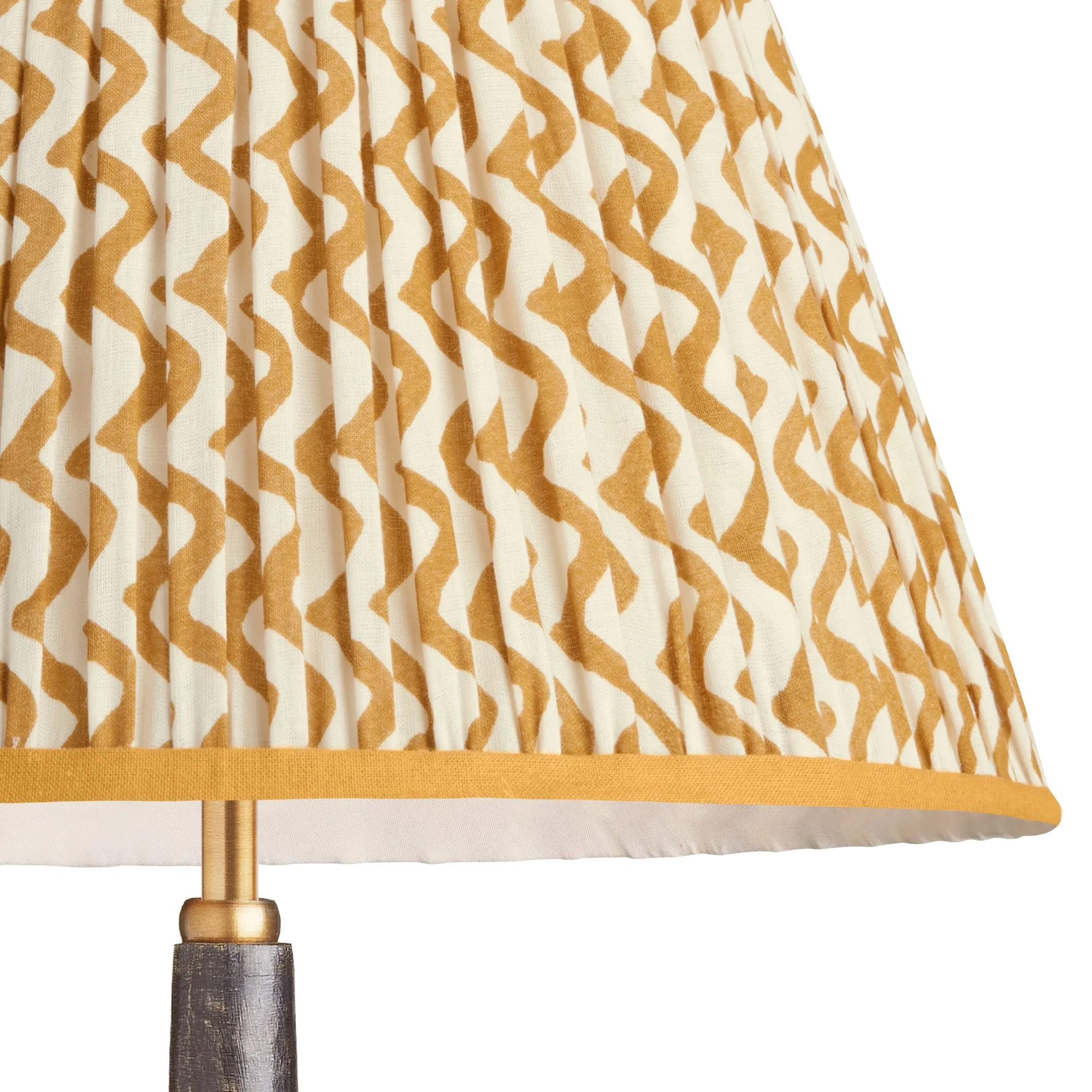 20cm empire gathered lampshade in caramel chevrons block printed cotton