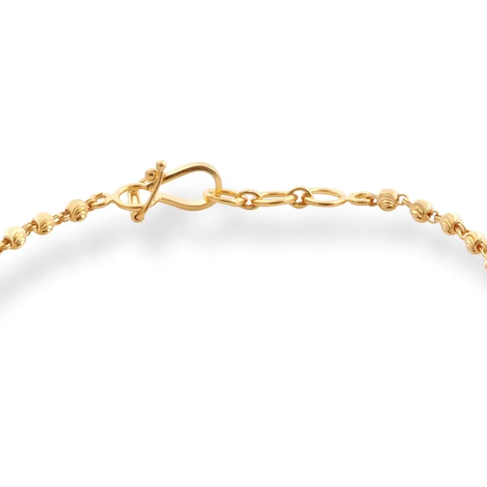 22ct Gold Bracelet with Diamond Cut Beads and Hook Clasp LBR-8515