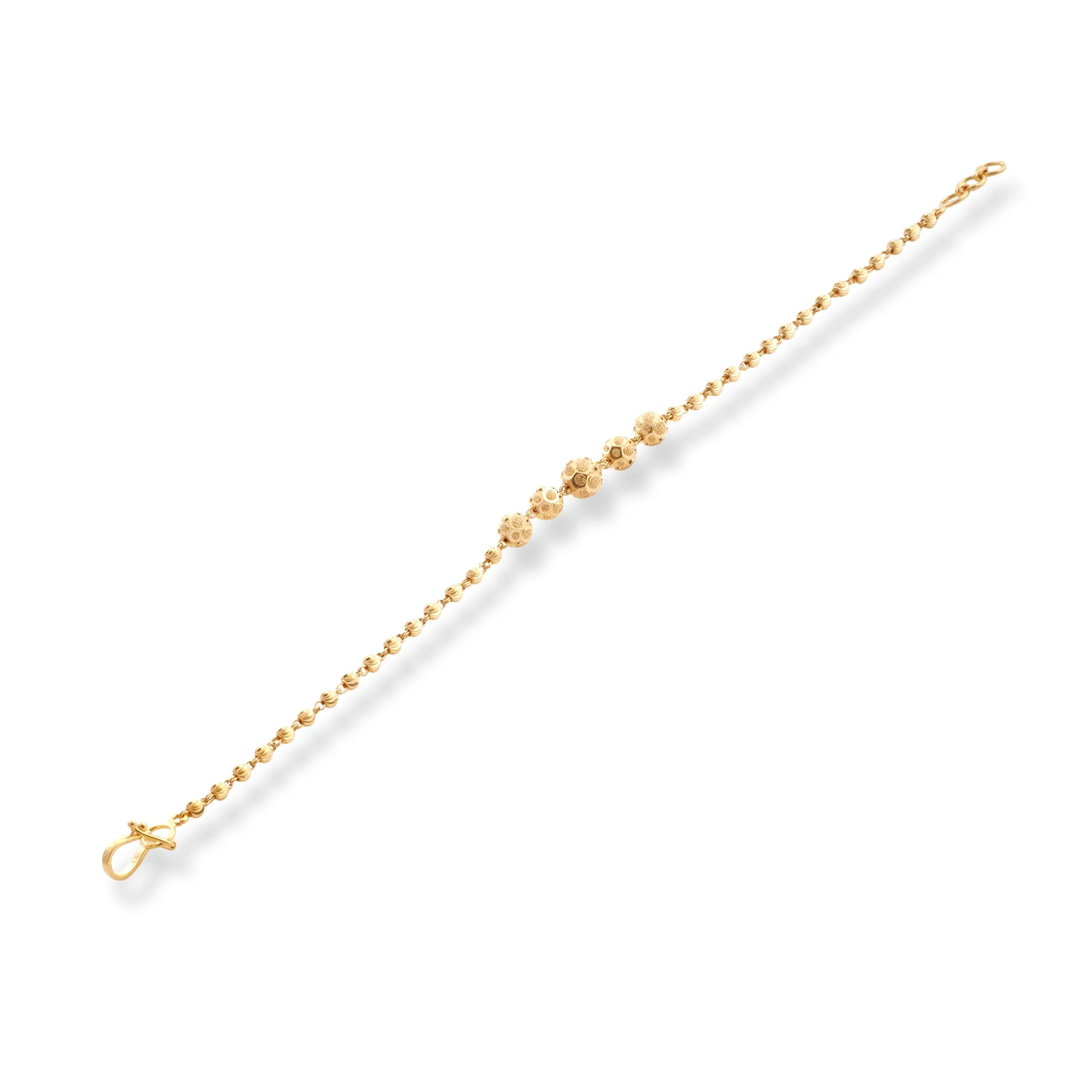 22ct Gold Bracelet with Diamond Cut Beads and Hook Clasp LBR-8515