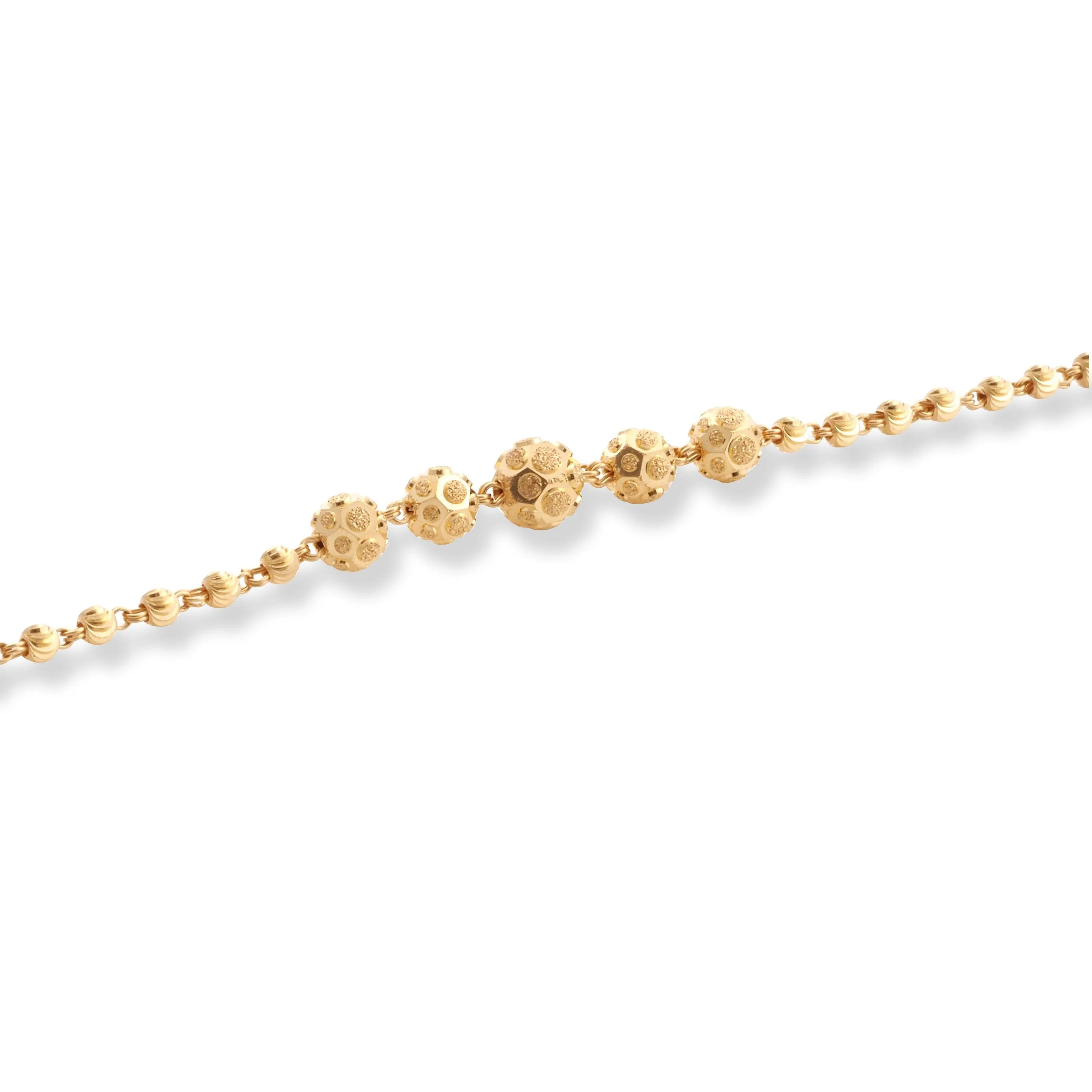 22ct Gold Bracelet with Diamond Cut Beads and Hook Clasp LBR-8515