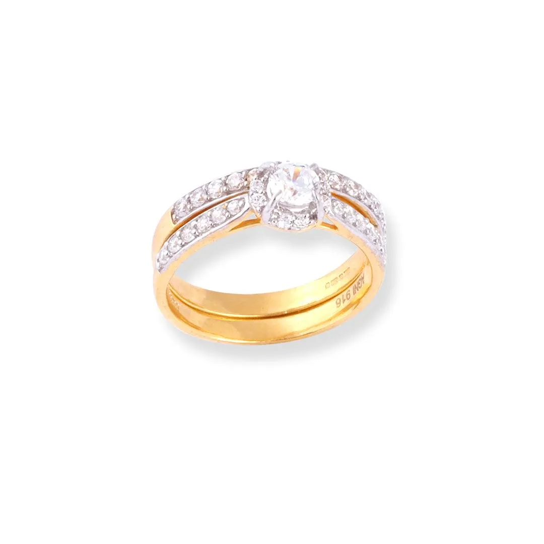 22ct Gold Engagement Ring and Wedding Band Set with Swarovski Zirconia Stones LR-7095