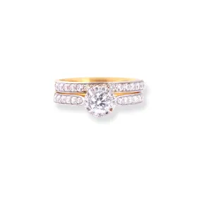 22ct Gold Engagement Ring and Wedding Band Set with Swarovski Zirconia Stones LR-7095