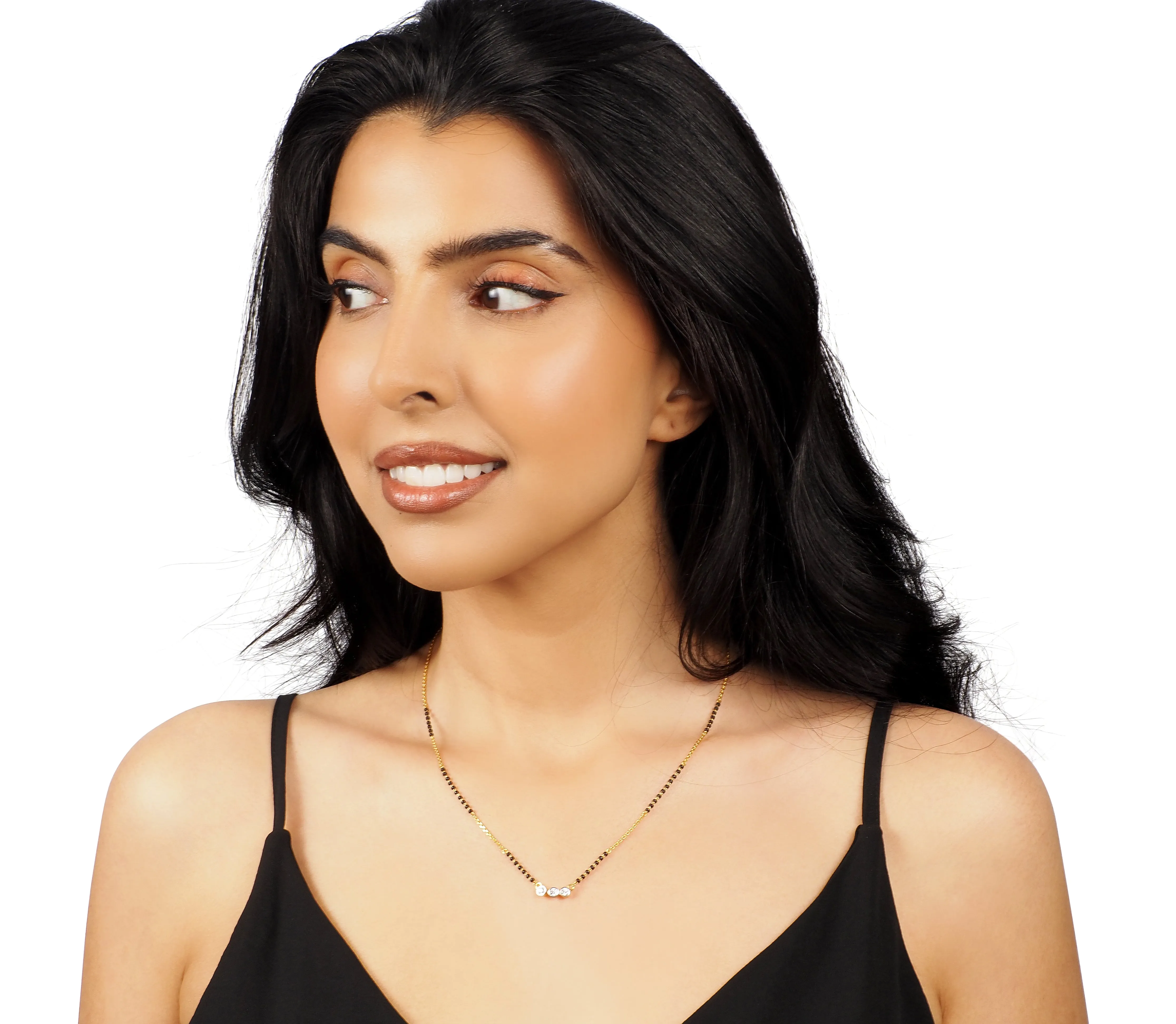 22ct Gold Mangal Sutra Necklace with Cubic Zirconia Stones and Hook Clasp. N-8667