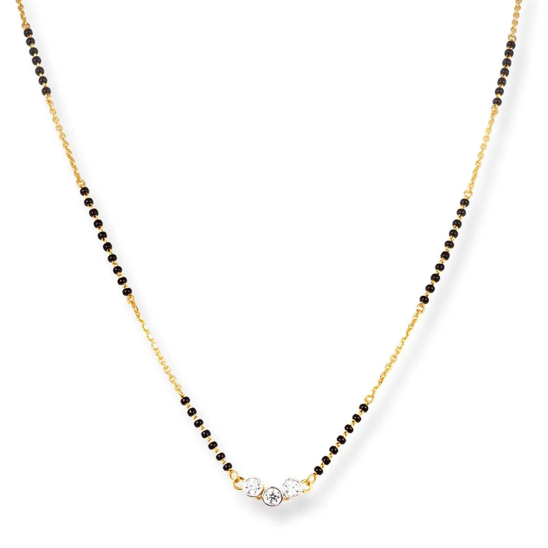 22ct Gold Mangal Sutra Necklace with Cubic Zirconia Stones and Hook Clasp. N-8667