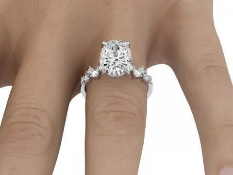 3.12ct Oval Solitaire with Scattered Diamond Shank