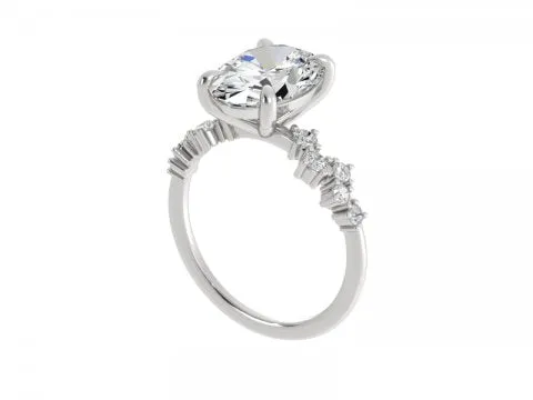 3.12ct Oval Solitaire with Scattered Diamond Shank