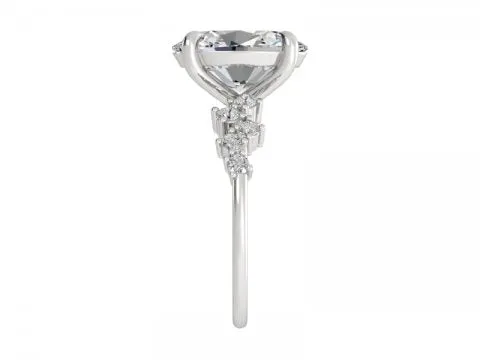 3.12ct Oval Solitaire with Scattered Diamond Shank