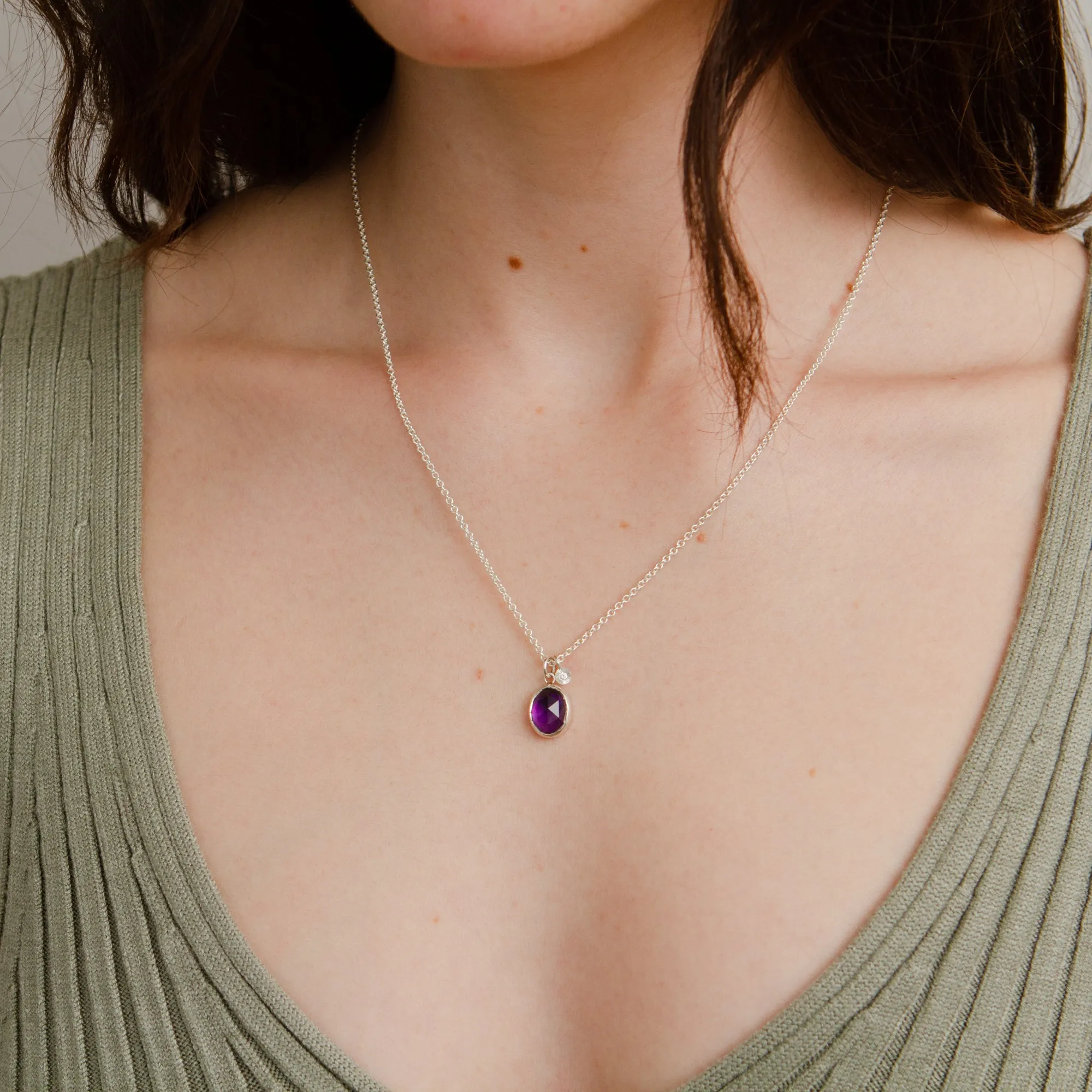 Amethyst Silver Theia Necklace #3