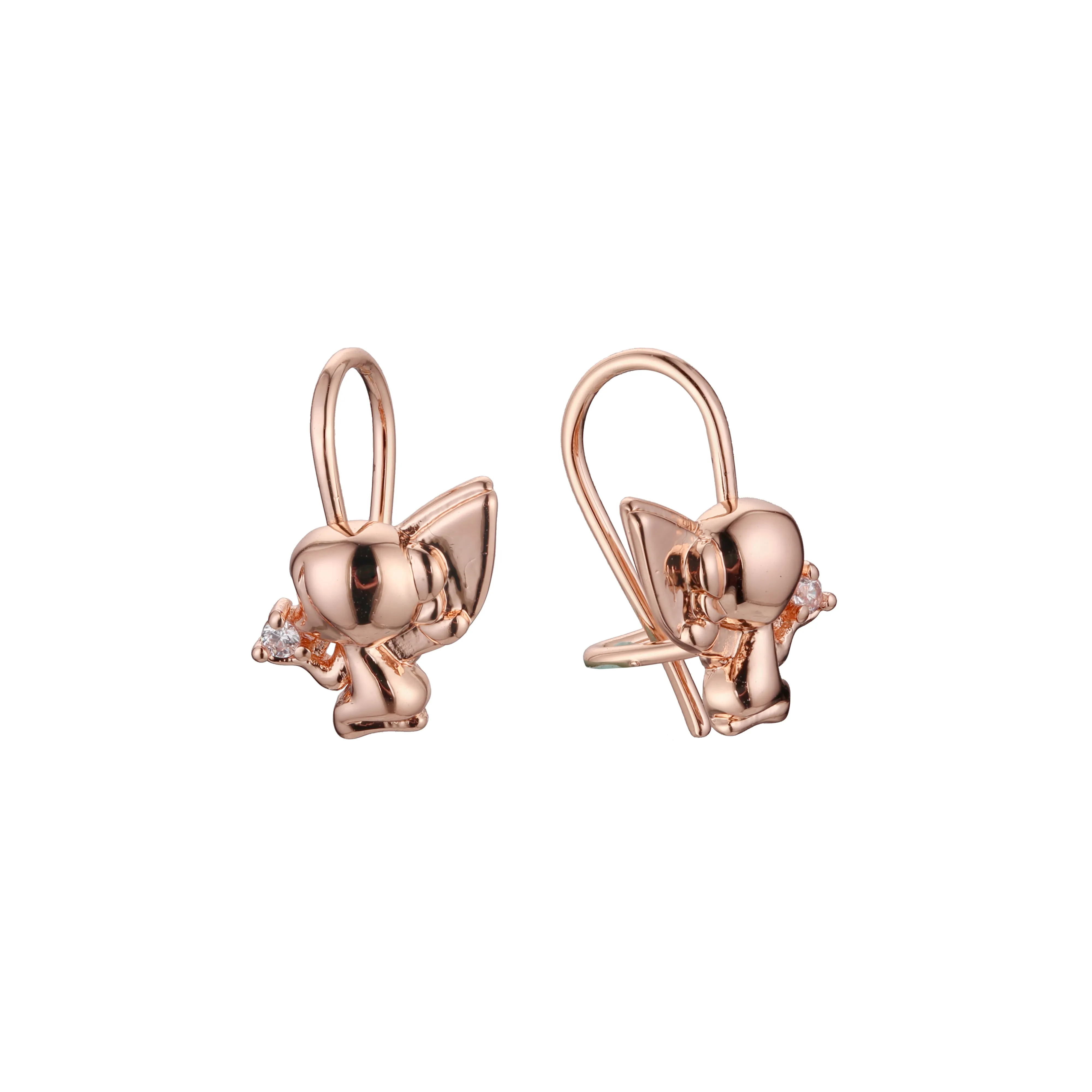 Baby wire hook child earrings in 14K Gold, Rose Gold, two tone plating colors