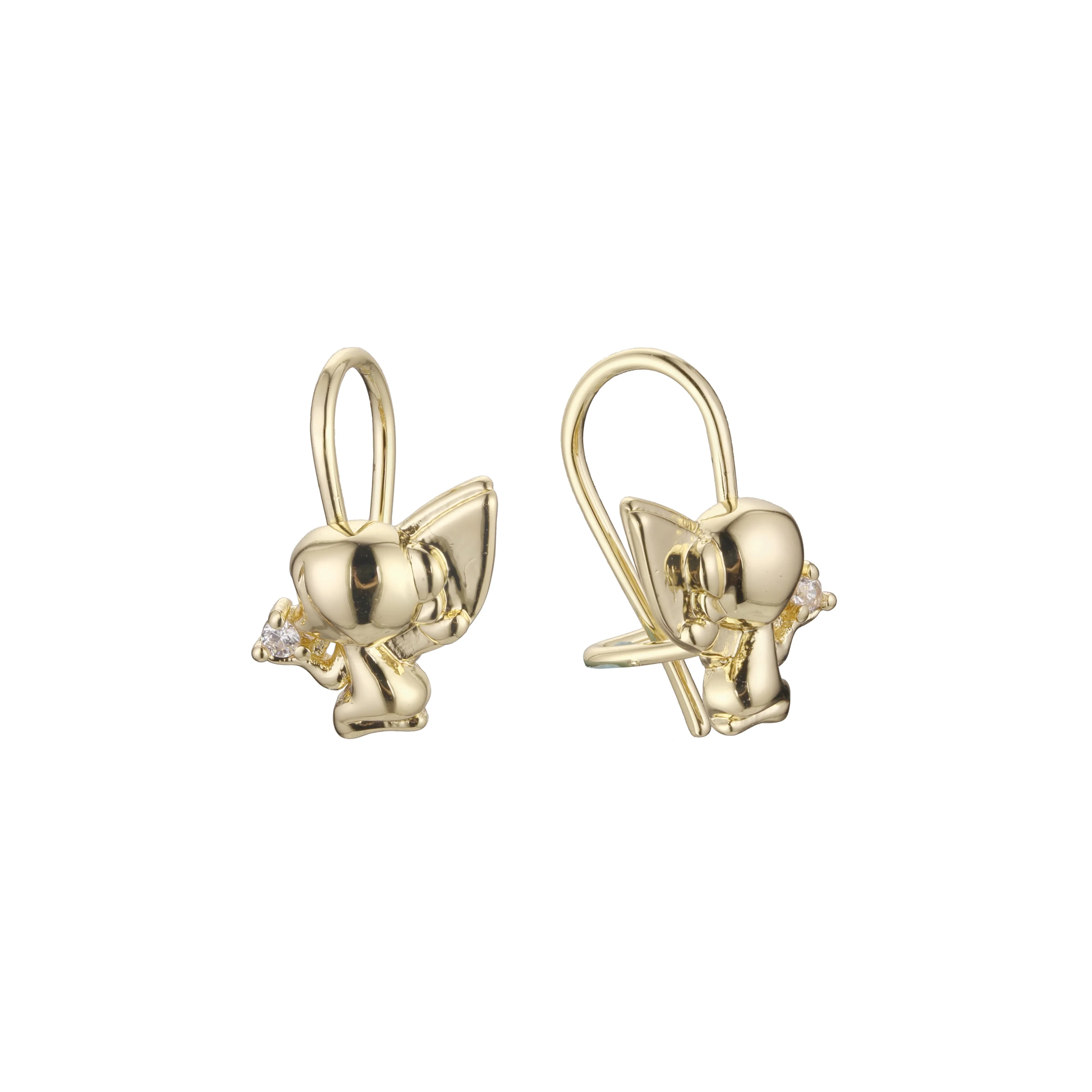 Baby wire hook child earrings in 14K Gold, Rose Gold, two tone plating colors