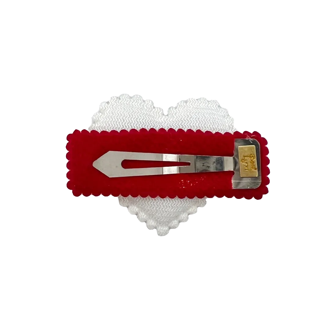 Bari Lynn Puffy Heart Clip - Red & Pearl