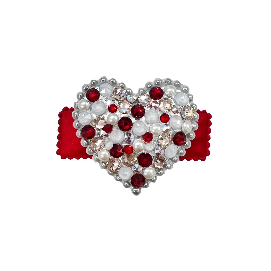 Bari Lynn Puffy Heart Clip - Red & Pearl