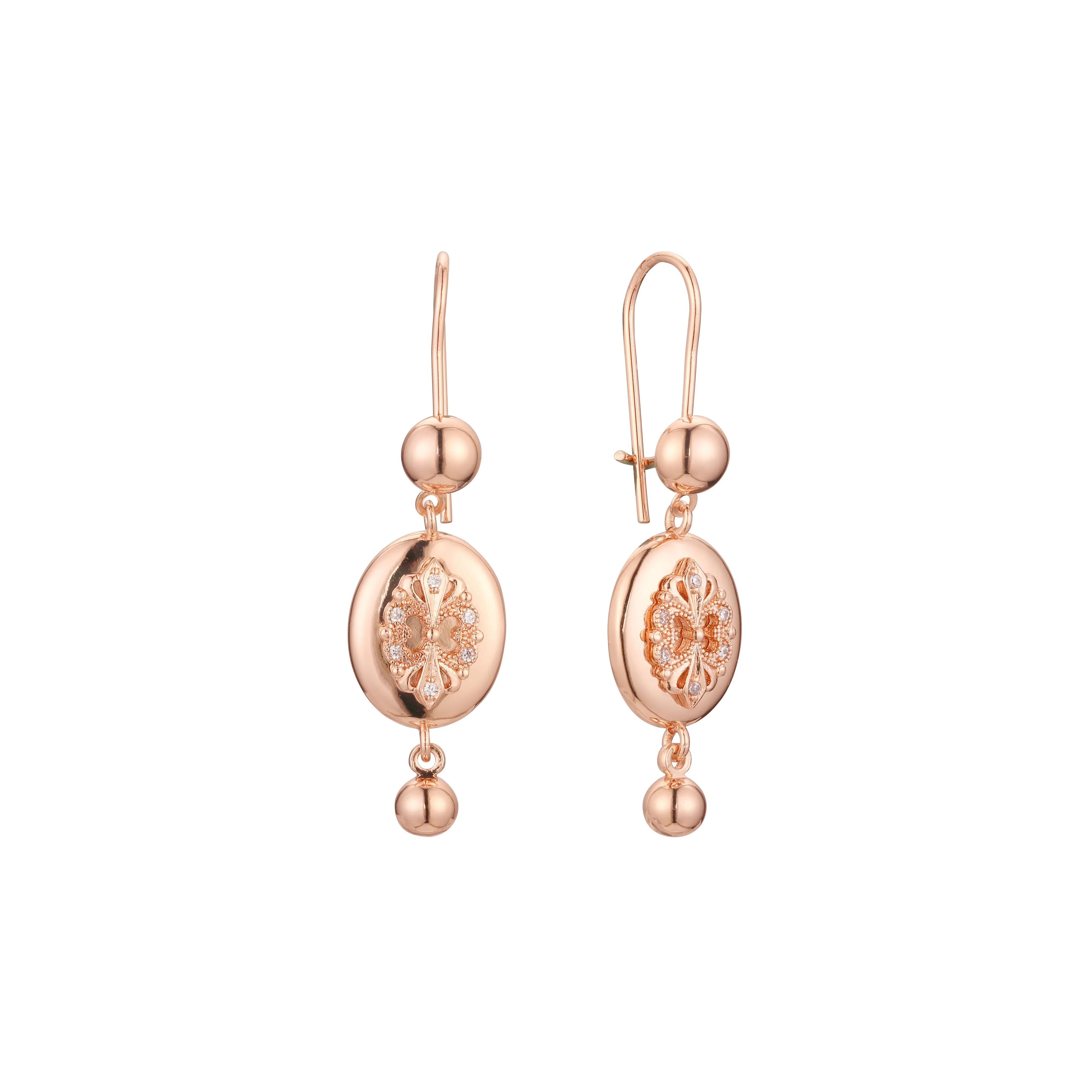 Beads cluster wire hook earrings in 14K Gold, Rose Gold plating colors