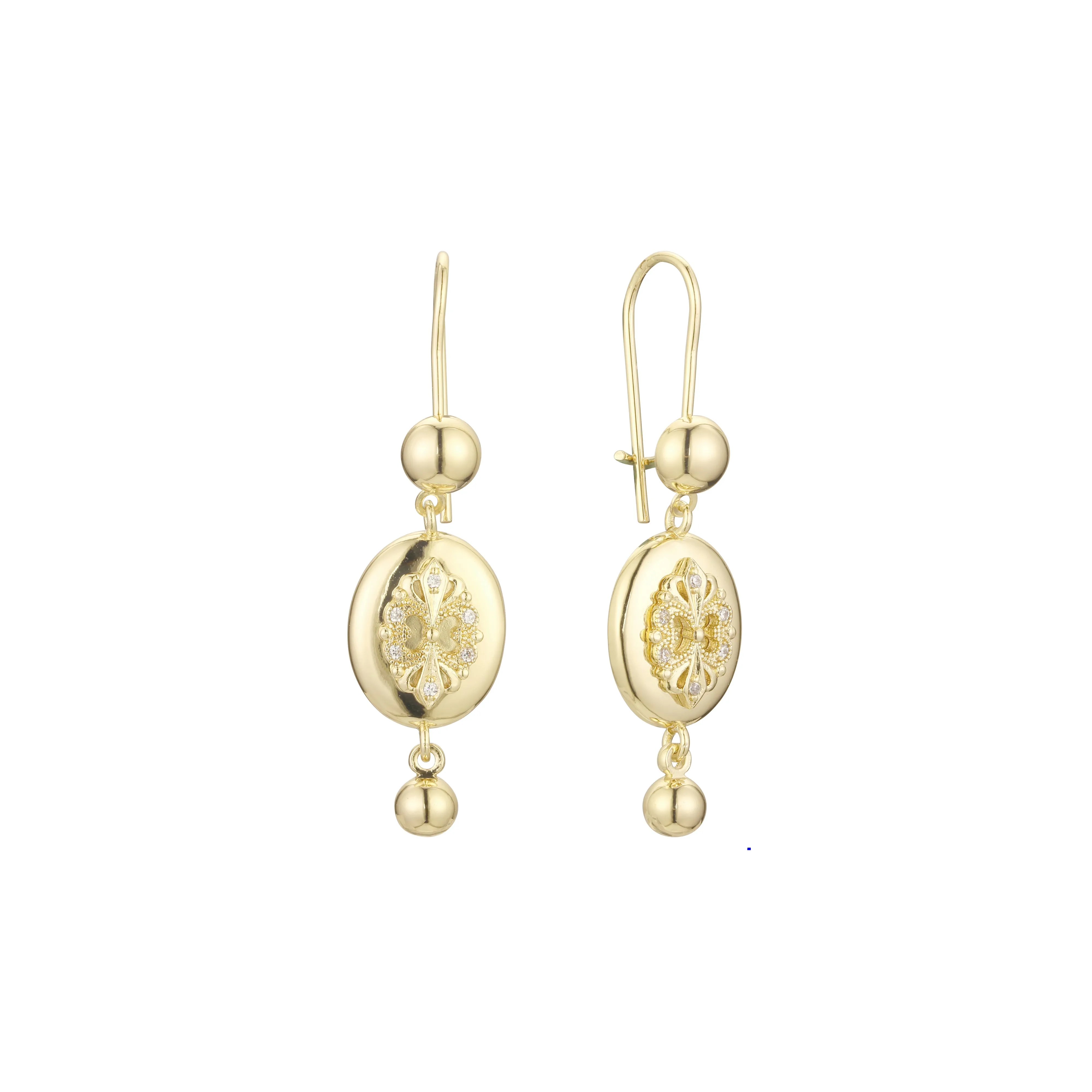 Beads cluster wire hook earrings in 14K Gold, Rose Gold plating colors