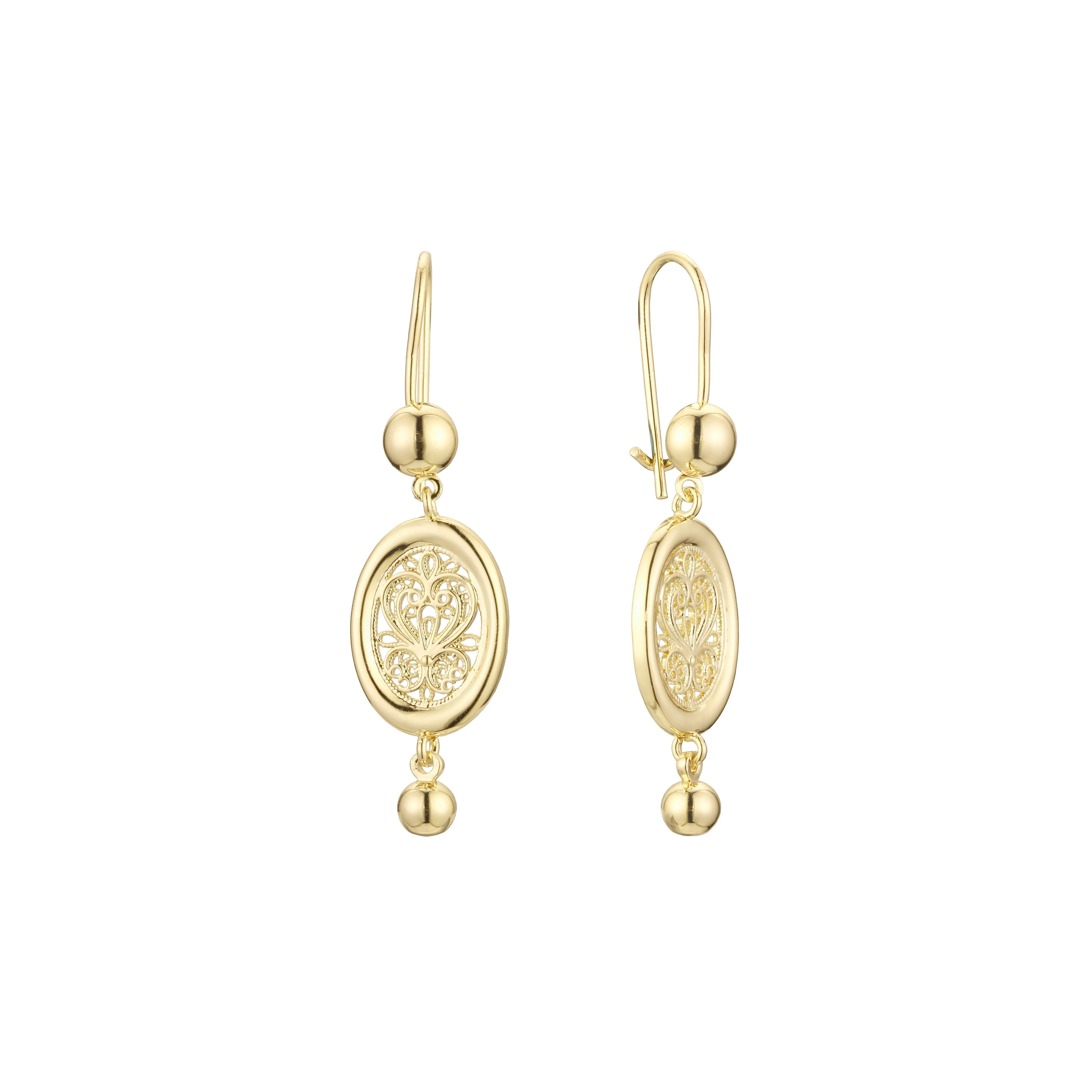 Beads wire hook earrings in 14K Gold, Rose Gold plating colors