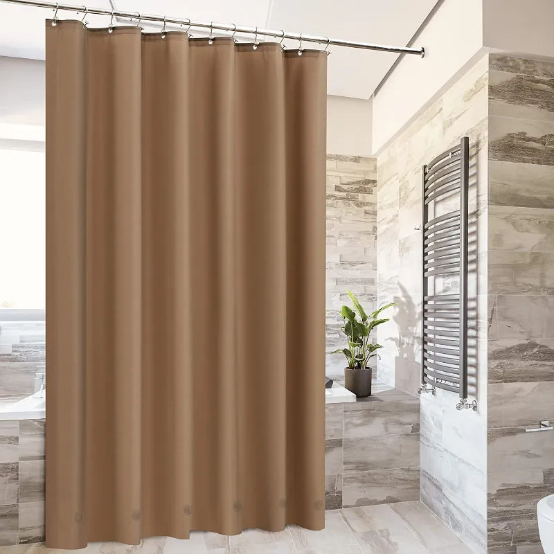 Brown Shower Curtain Liner - Lightweight Shower Curtain With Magnets, Metal Grommets