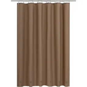 Brown Shower Curtain Liner - Lightweight Shower Curtain With Magnets, Metal Grommets