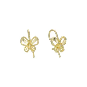 Butterfly wire hook child earrings in 14K Gold, Rose Gold, two tone plating colors