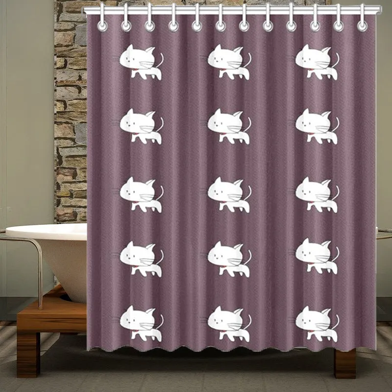 Cat Shower Curtain Brown