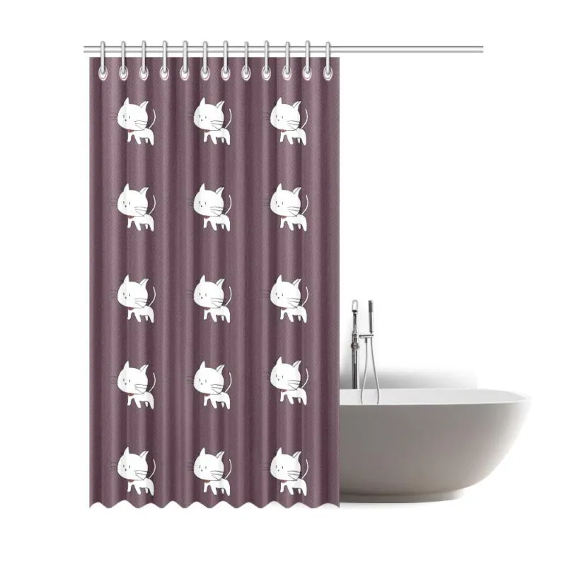 Cat Shower Curtain Brown