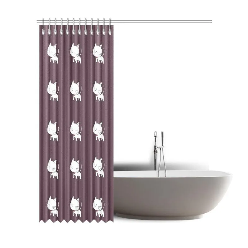 Cat Shower Curtain Brown