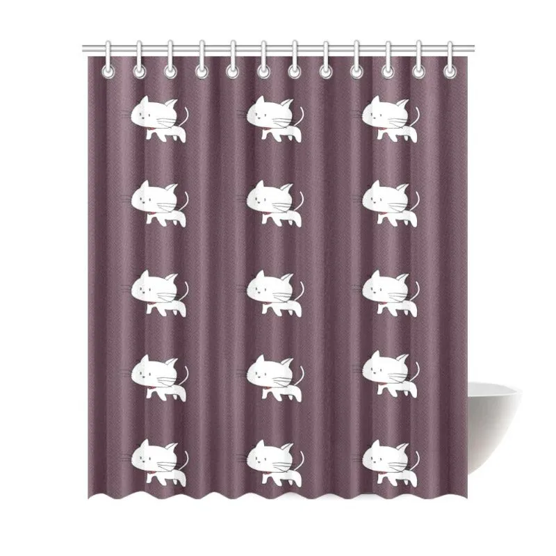 Cat Shower Curtain Brown