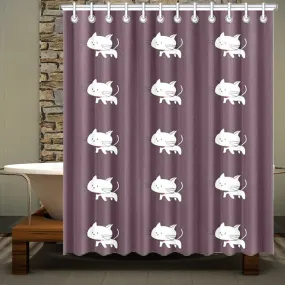 Cat Shower Curtain Brown