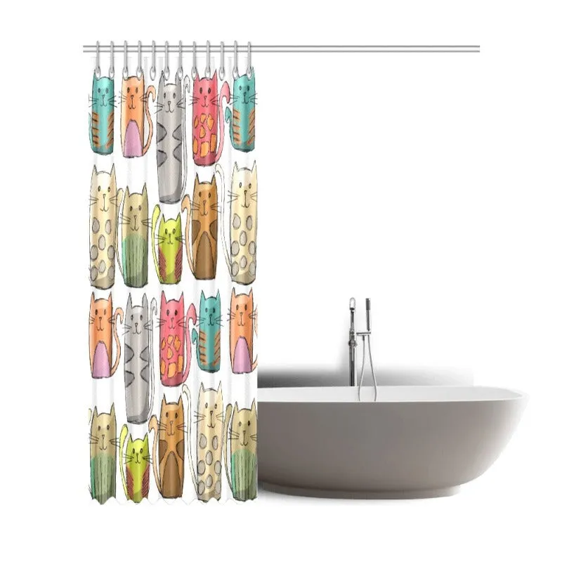 Cat Shower Curtain Colorful Cats