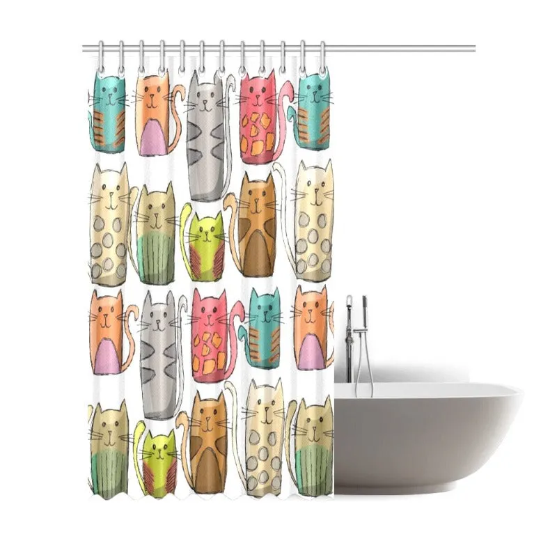 Cat Shower Curtain Colorful Cats