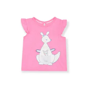 CC - Kids 'Baby Pink' With White Kangaroo Printed Top CC760