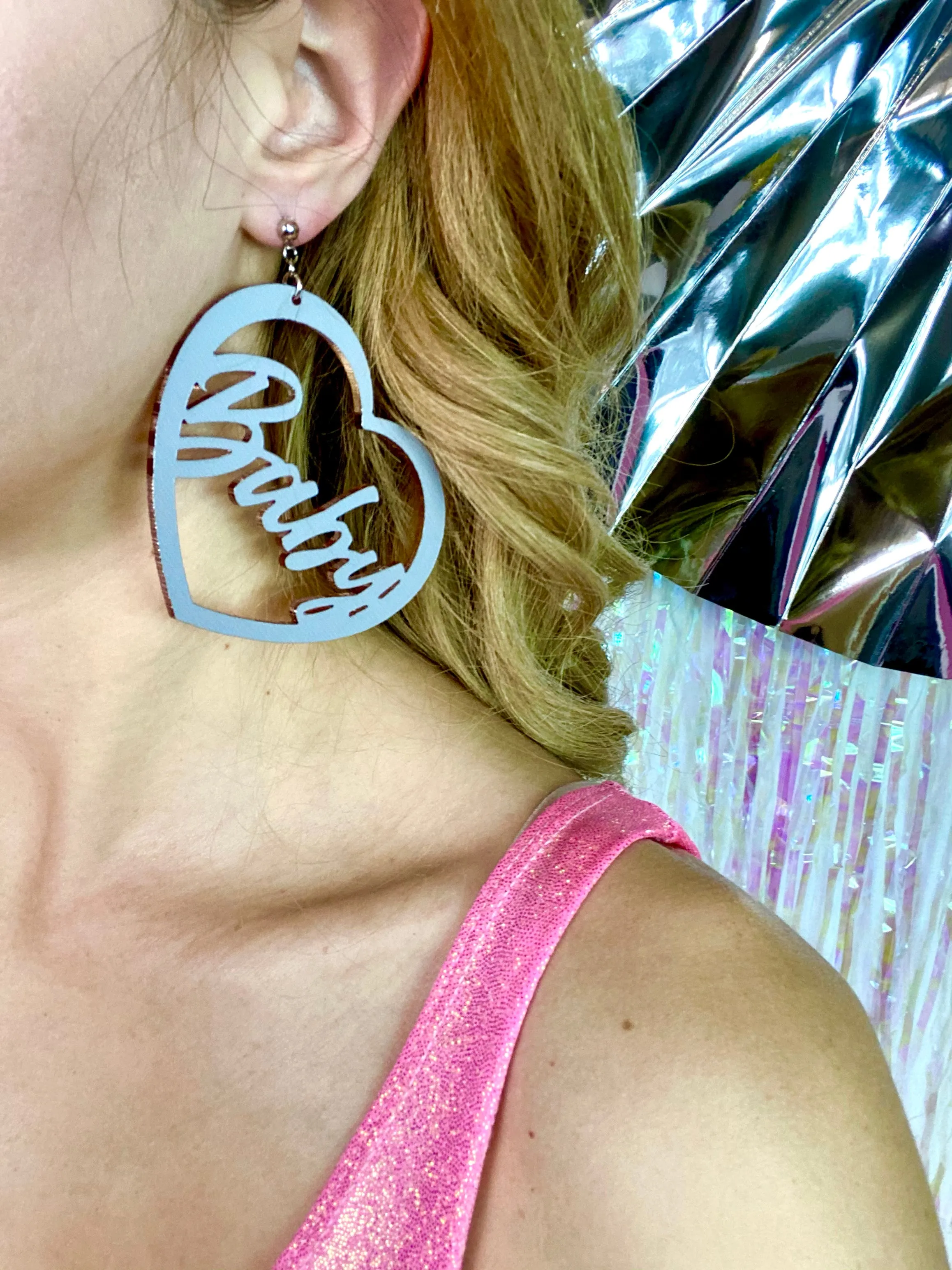 CUSTOM Heart Verbiage Hoop Earrings