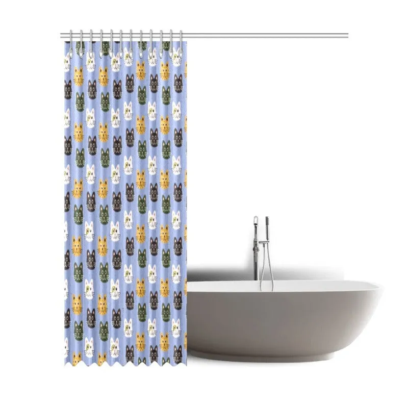 Cute Cats Shower Curtain Blue