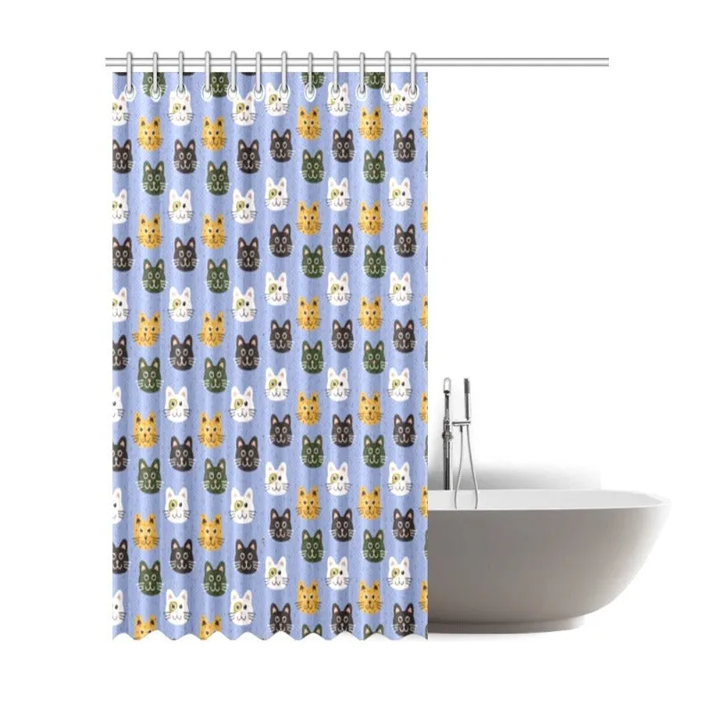 Cute Cats Shower Curtain Blue