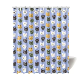 Cute Cats Shower Curtain Blue