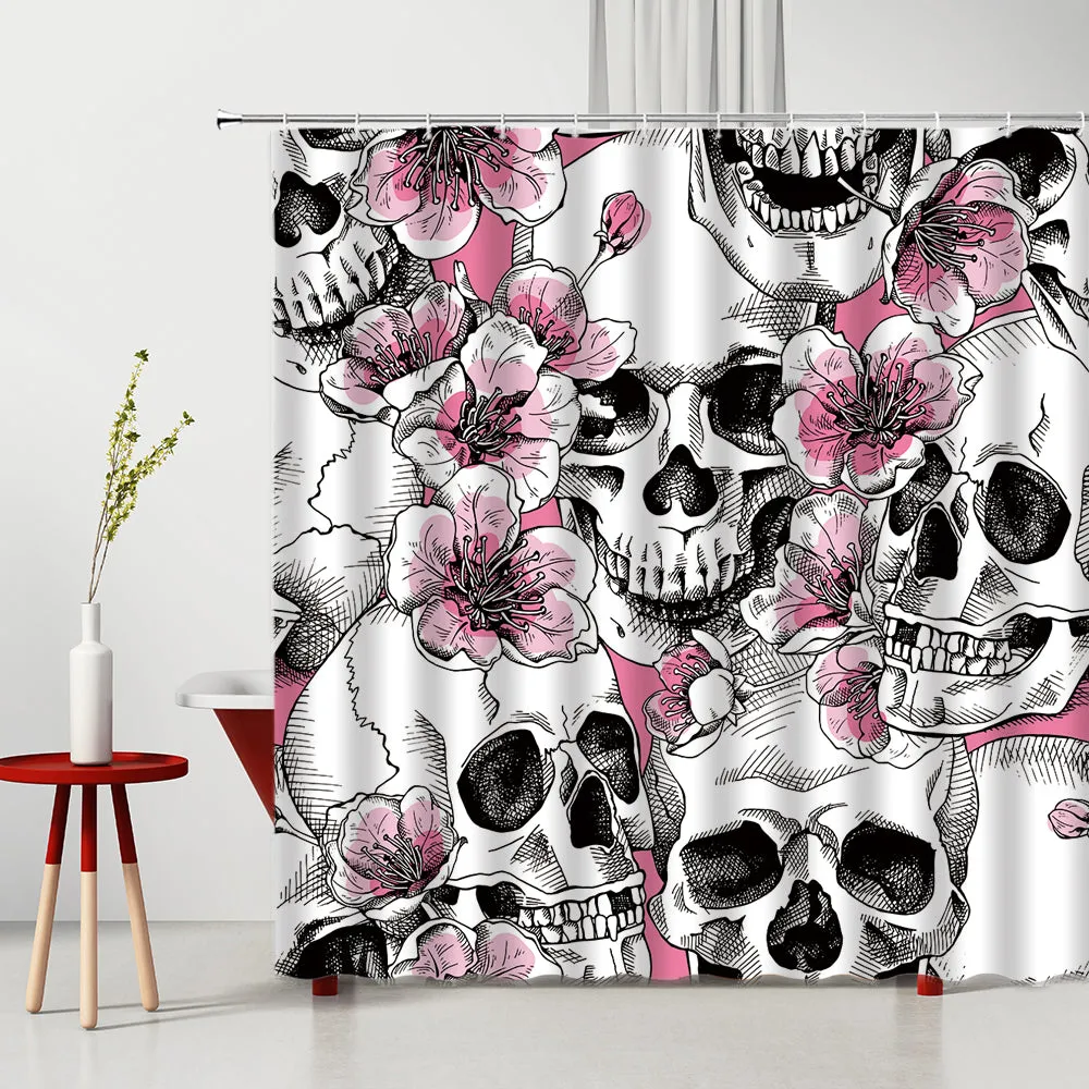 Digital Printing Skull Waterproof Shower Curtain Bathroom