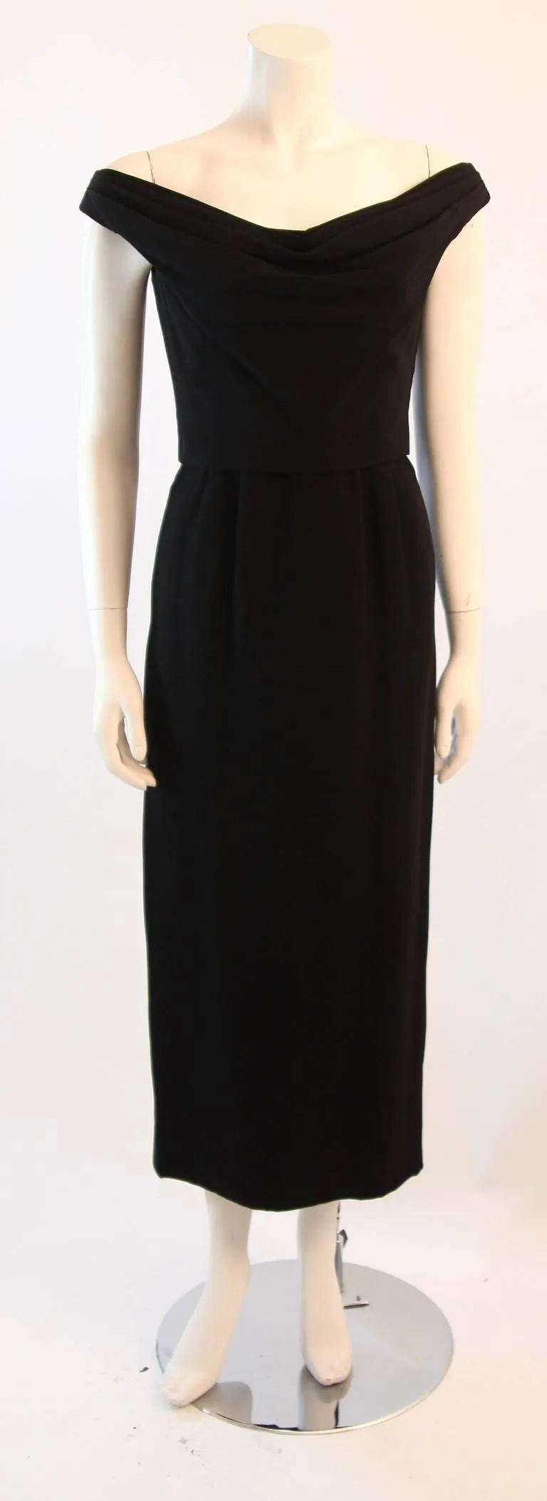 DOROTHY O'HARA Black Silk Crepe Gown with Drape