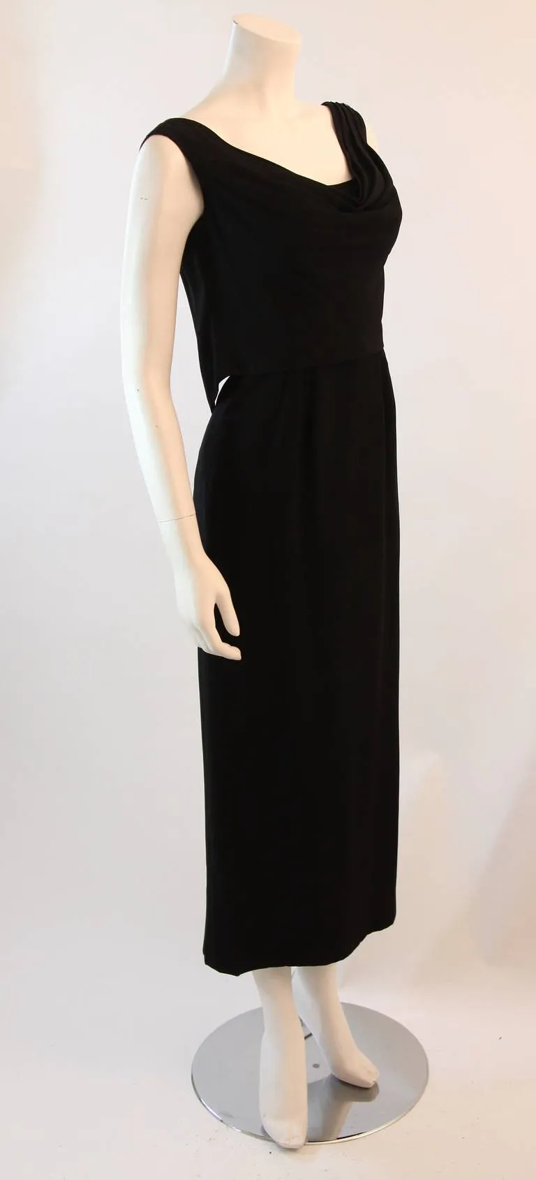 DOROTHY O'HARA Black Silk Crepe Gown with Drape