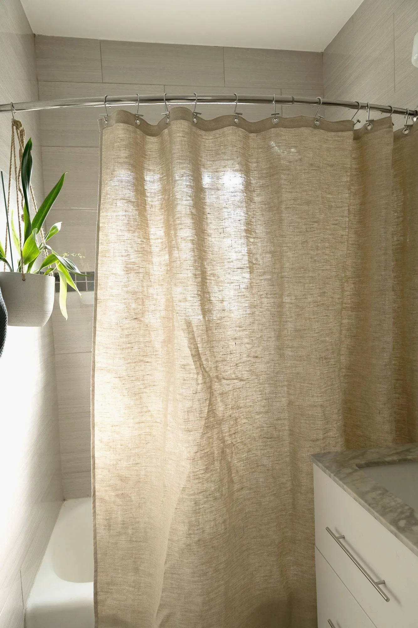 Eco-Friendly Hemp Shower Curtain with Roller Rings